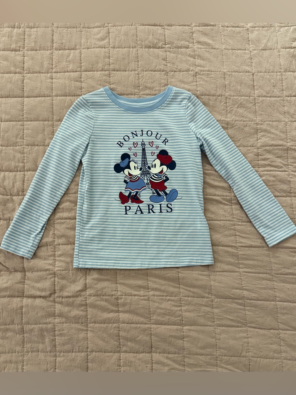 jumping beans Light Blue & White Striped 'Bonjour Paris' Long Sleeve Tee